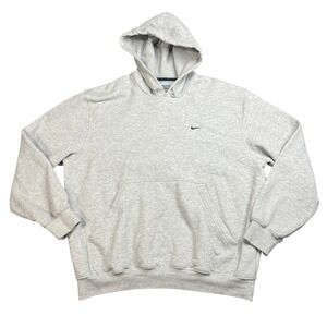 Nike Men's Large Grey Heather Y2K Mini Swoosh Pullover Hoodie Baggy F 3 YSM